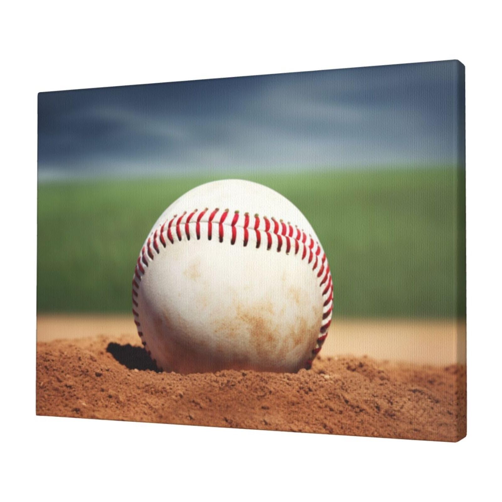 KLOPH Baseball Canvas Wall Art for Living Room 12"x16" Modern Artwork Painting for Bathroom Hanging Canvas Prints Aesthetic Wallart for Bedroom Kitchen Office Wall Decor