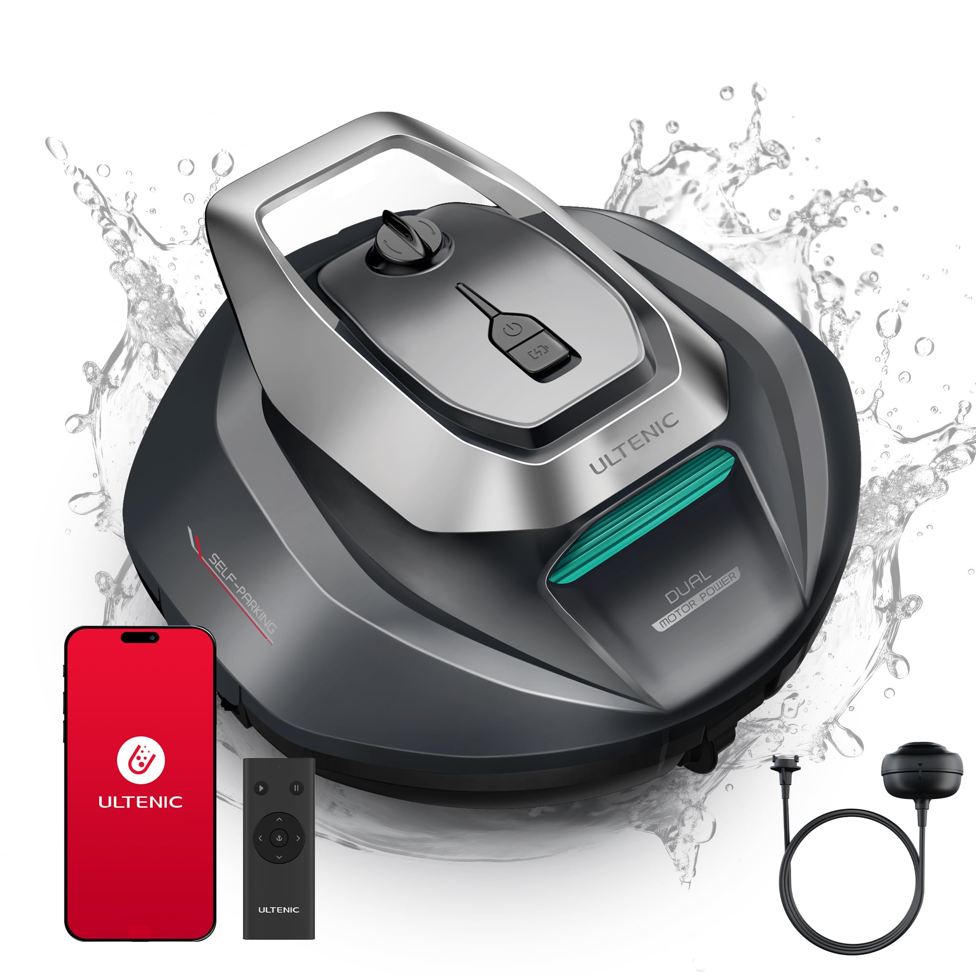 Ultenic Robot Piscine Pooleco 10S, Aspirateur Piscine sans Fil à 2,5 litres, Auto-Parking, Entretien Facile, pour Toutes Les Formes et Surfaces de Piscines Hors Sol ou Enterrées Jusqu’à 80㎡