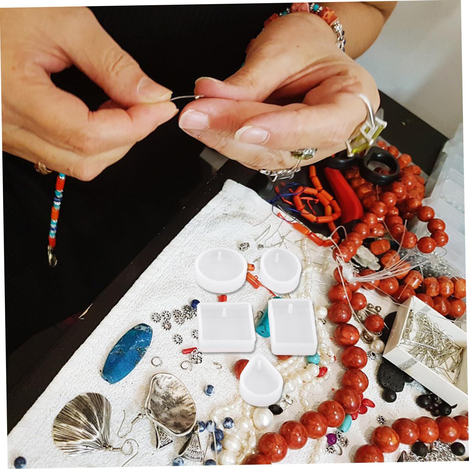 LALAFINA 4ensembles Moule Silicone pour Création De Bijoux avec Accessoires Kit De Fabrication De Pendentifs Et Charms pour Et Décoration