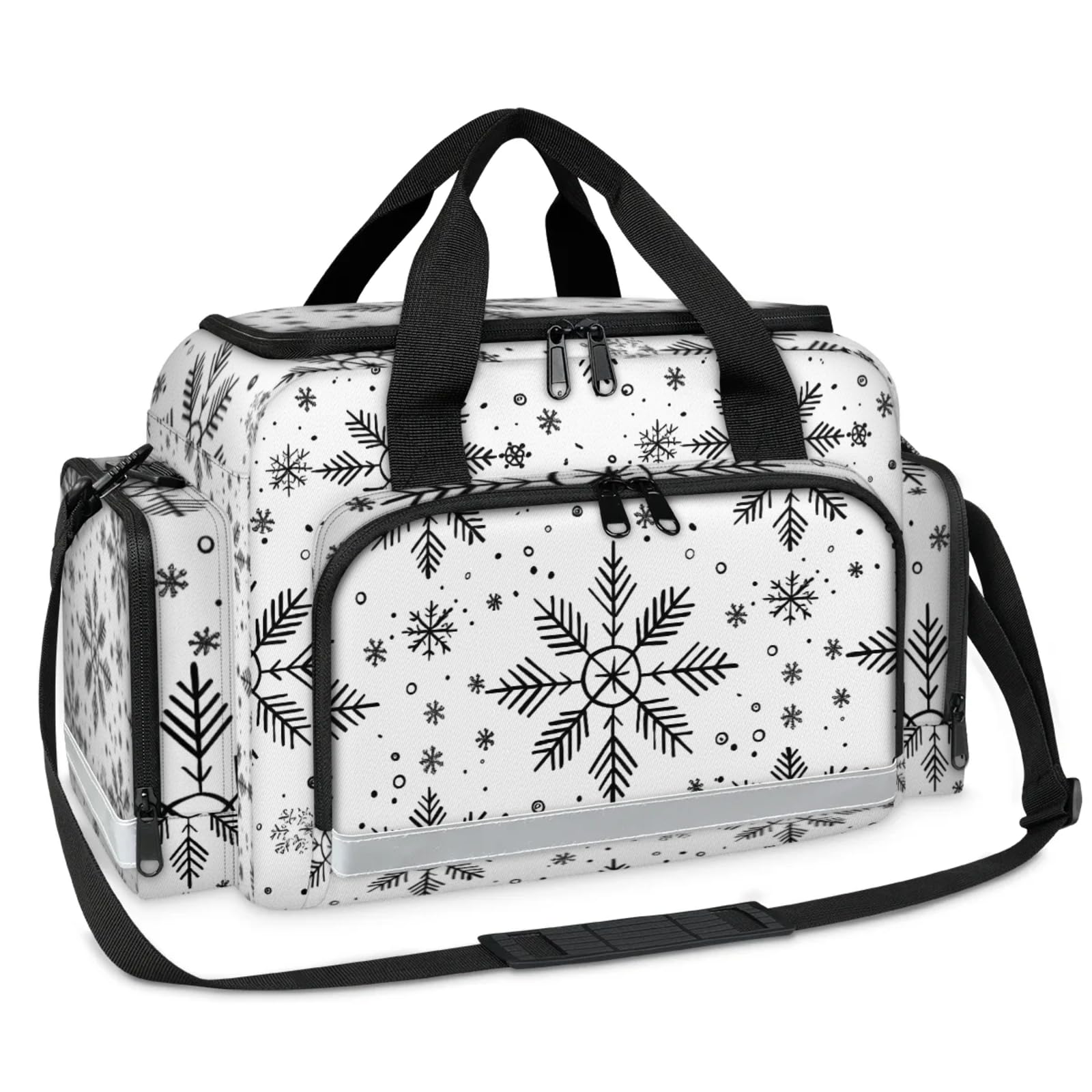 GzLeyigou First Aid Bags Empty, Snowflake Emergency Bag Black And White Snow First Aid Kit Multiple Compartment Kit Carrier On Call Trauma Bag For Paramedics Emergency Medical Supplies Kit