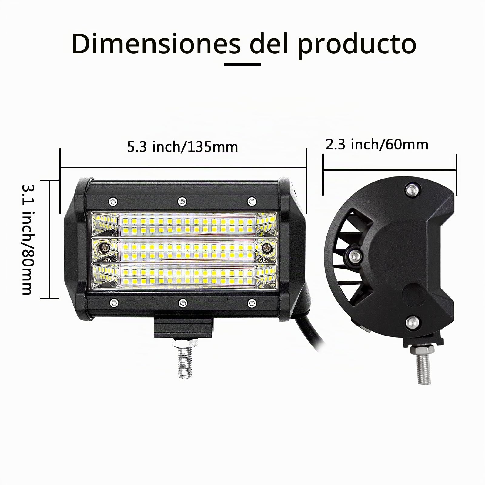 SKYWORLD 52 Pulgadas 132 cm 675W Curva barra de luz led y 12V kit de cableado, Barra de luz LED de trabajo, 2x 5 pulgadas 135W Barra Led 4x4 foco proyector led para todoterreno camión coche tractor