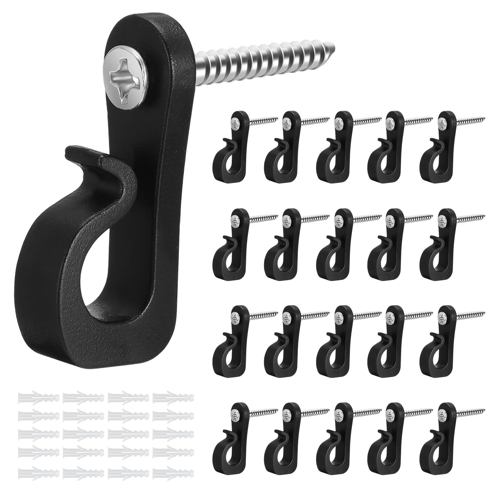 Invalidism 20 Pack Q-Hanger Screw Hooks, Indoor Outdoor Hooks with Phillips Screw, Hooks for Outdoor Lights for Garage Garden Party