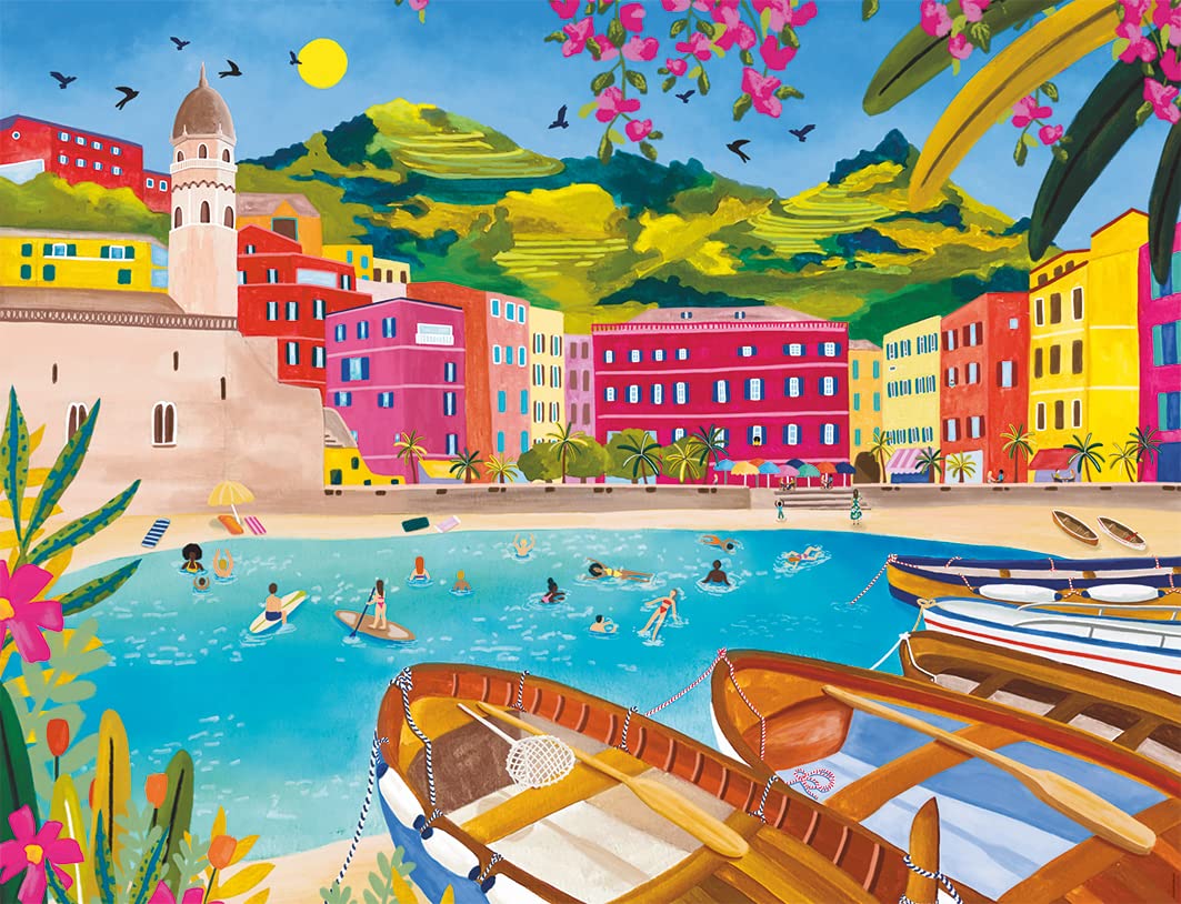 Nathan - Puzzle 2000 pièces - Journée de rêve à Vernazza - Nolwenn Denis - Adultes et Enfants dès 14 Ans - Puzzle de qualité supérieure - Collection Carte Blanche - 87362