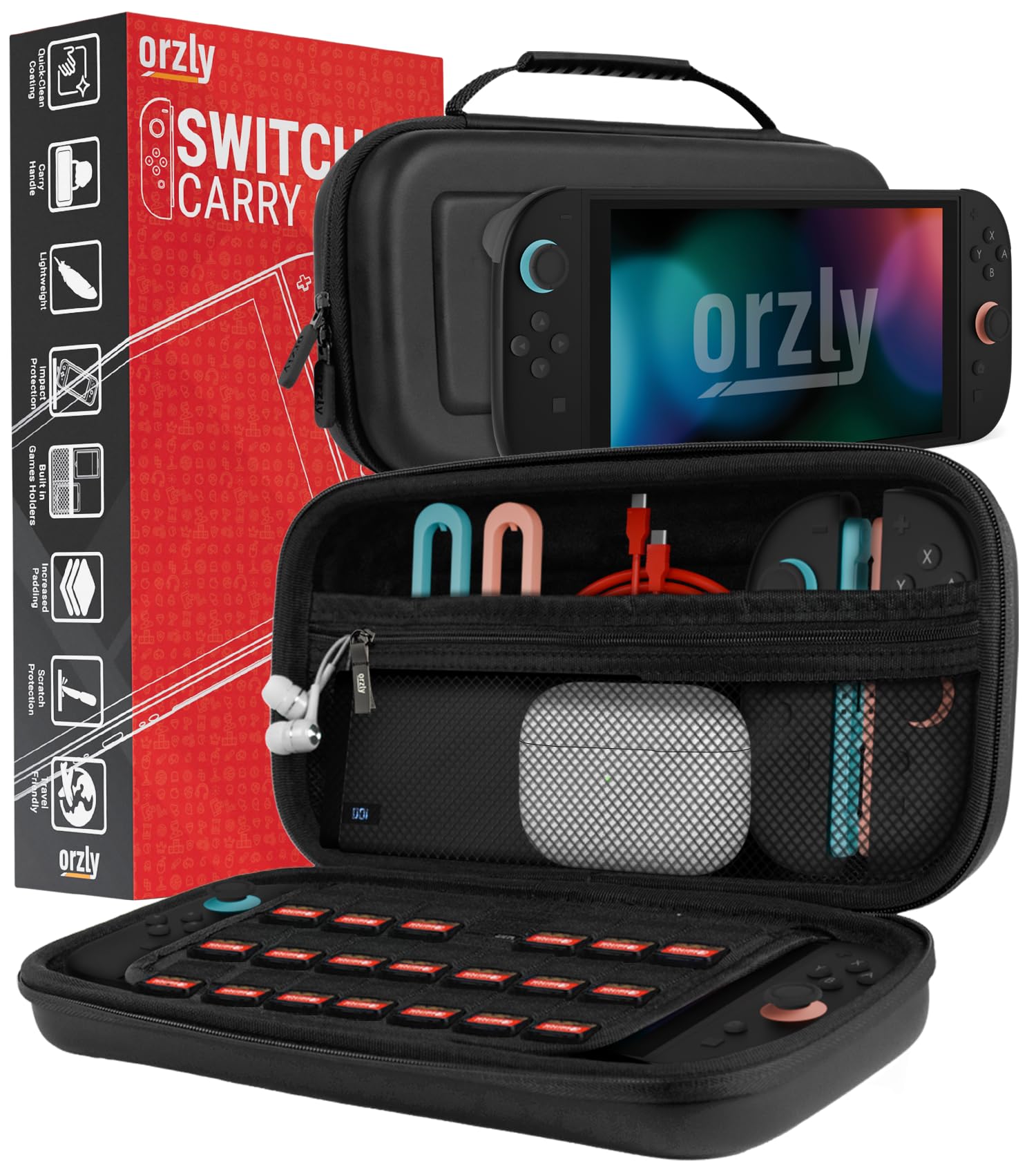 Orzly Carrying Case for Nintendo Switch 2 2025 Console with Screen Padding Black 7.9"