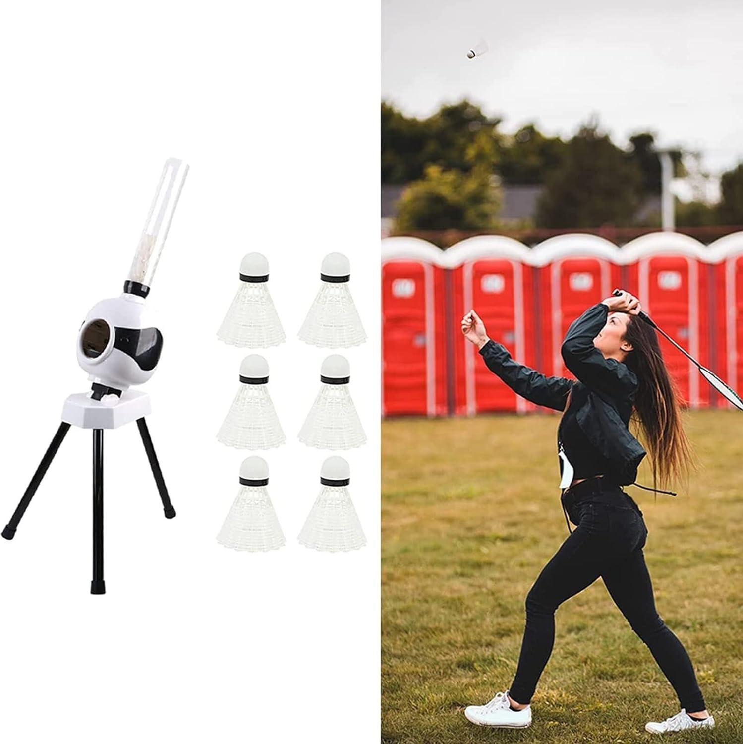 Portable Badminton Pitching Machine for Teenagers, Badminton Serving Machine,4 Seconds Between Serves, Fixed-Point Serve, Automatic Drop, for Children's Outdoor Sports