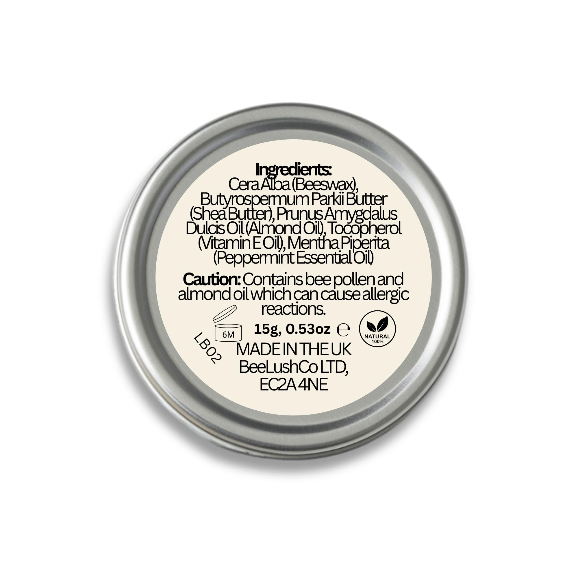 BeeLushCo Beeswax Lip Balm, 100% Natural Bees Wax, Shea Butter, Almond Oil & Essential Oils, Organic, Plastic Free - Image 2