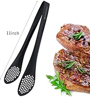 Vista 4 de MSY BIGSUNNY Pinzas de acero inoxidable para bufé, pinzas de cocina resistentes para cocinar y servir (negro, pinzas para servir de 11 pulgadas)