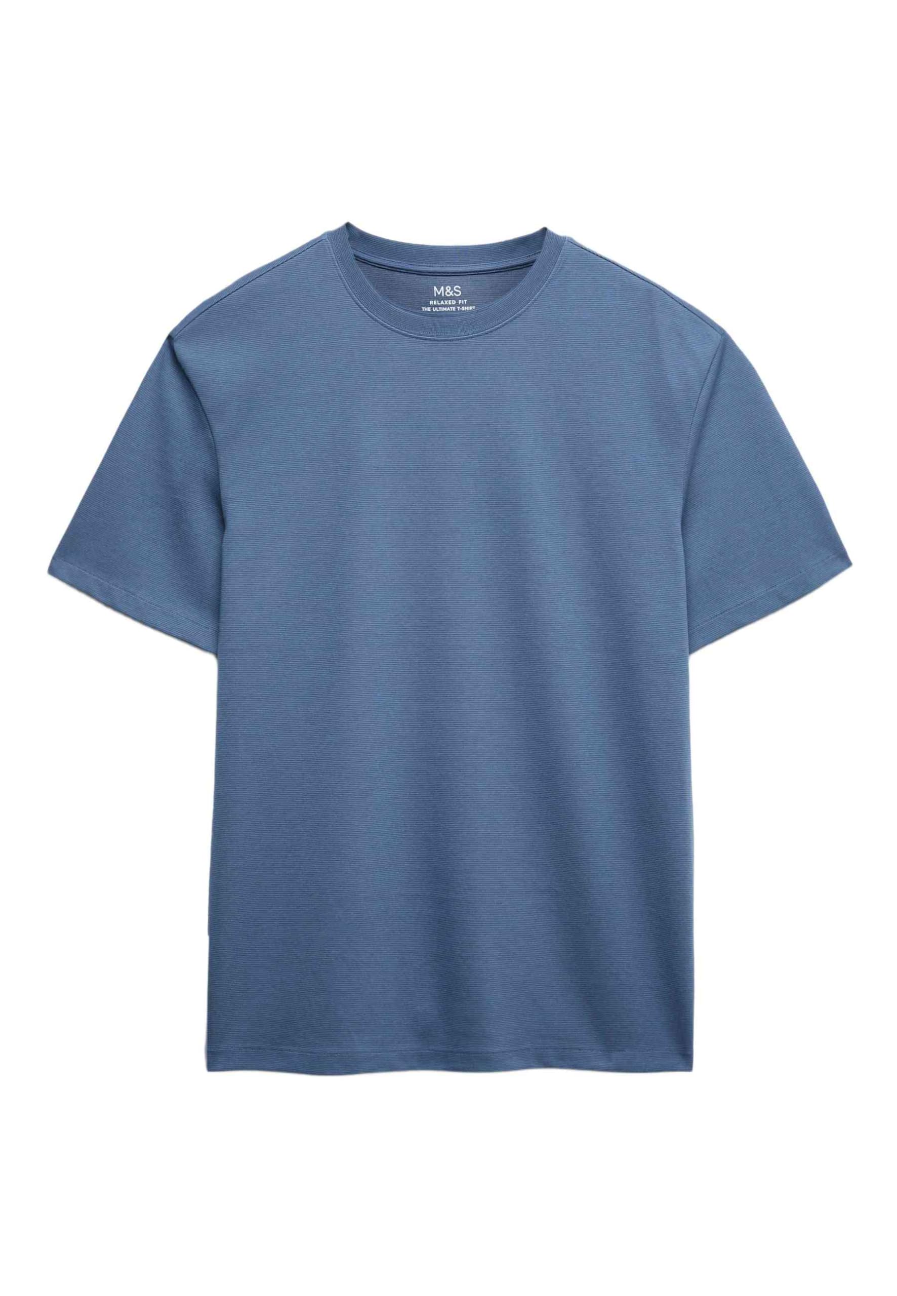Marks & Spencer Herren Baumwolle Hemd Regular | Ärmellänge: Cap-Ärmel, Rundhalsausschnitt, Ohne Kragen, Zum Reinschlüpfen, Leicht