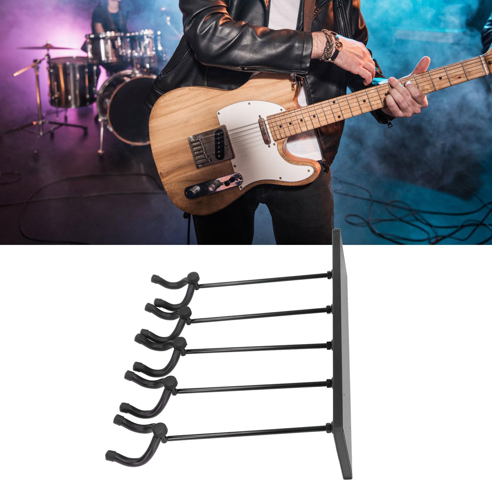 Supporto da Parete per Chitarra Girevole in Lega di Alluminio, Protezione Migliorata per Chitarra, Negozi di Chitarre, Studi Domestici, Camere da Letto, Uffici (Nero)