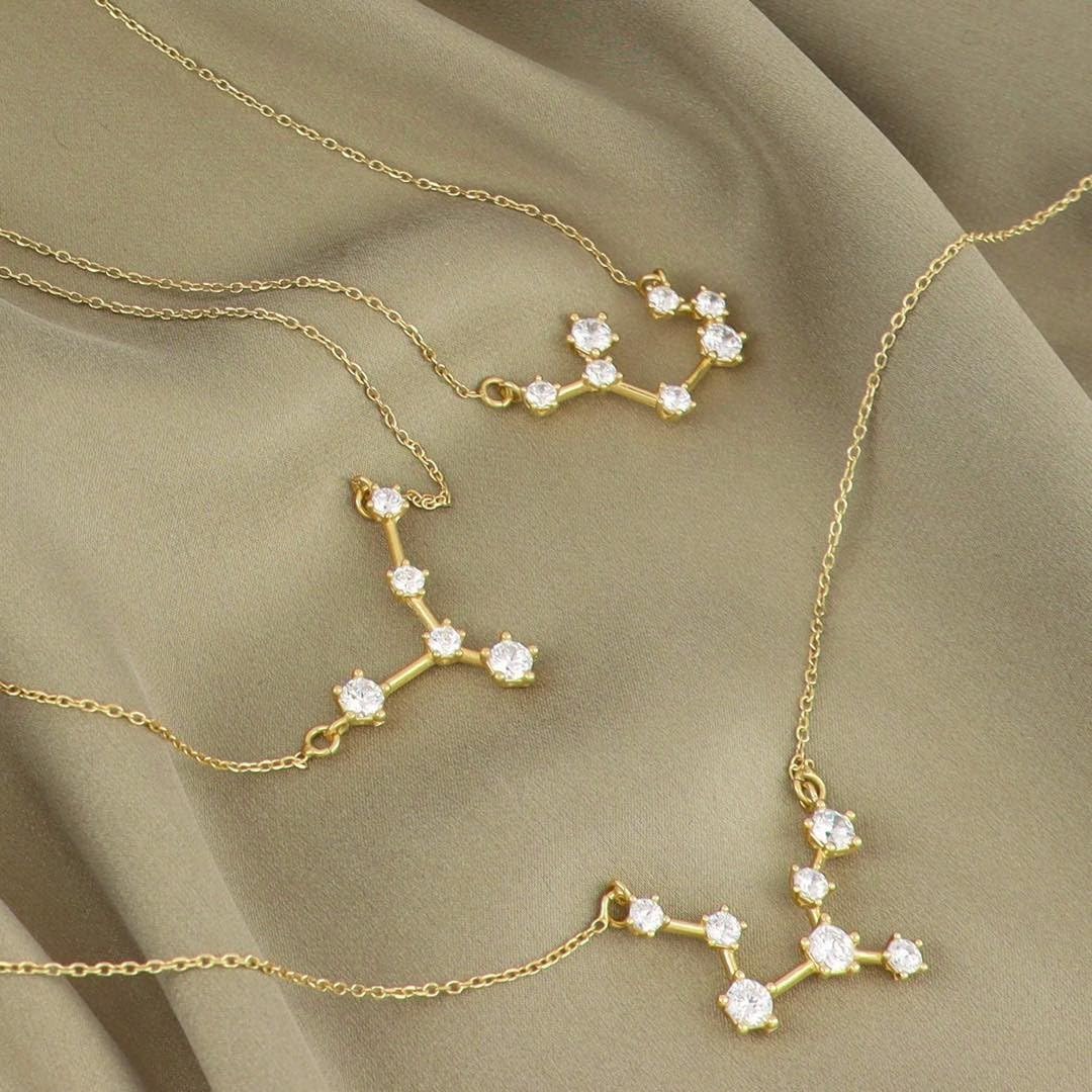 Sakrami Collier Constellations Vierge avec Zirconiums Cubiques en Argent 925 + Boîte cadeau personnalisée - Noël Anniversaire Fête des Mères Pour Épouse Amis Anniversaire
