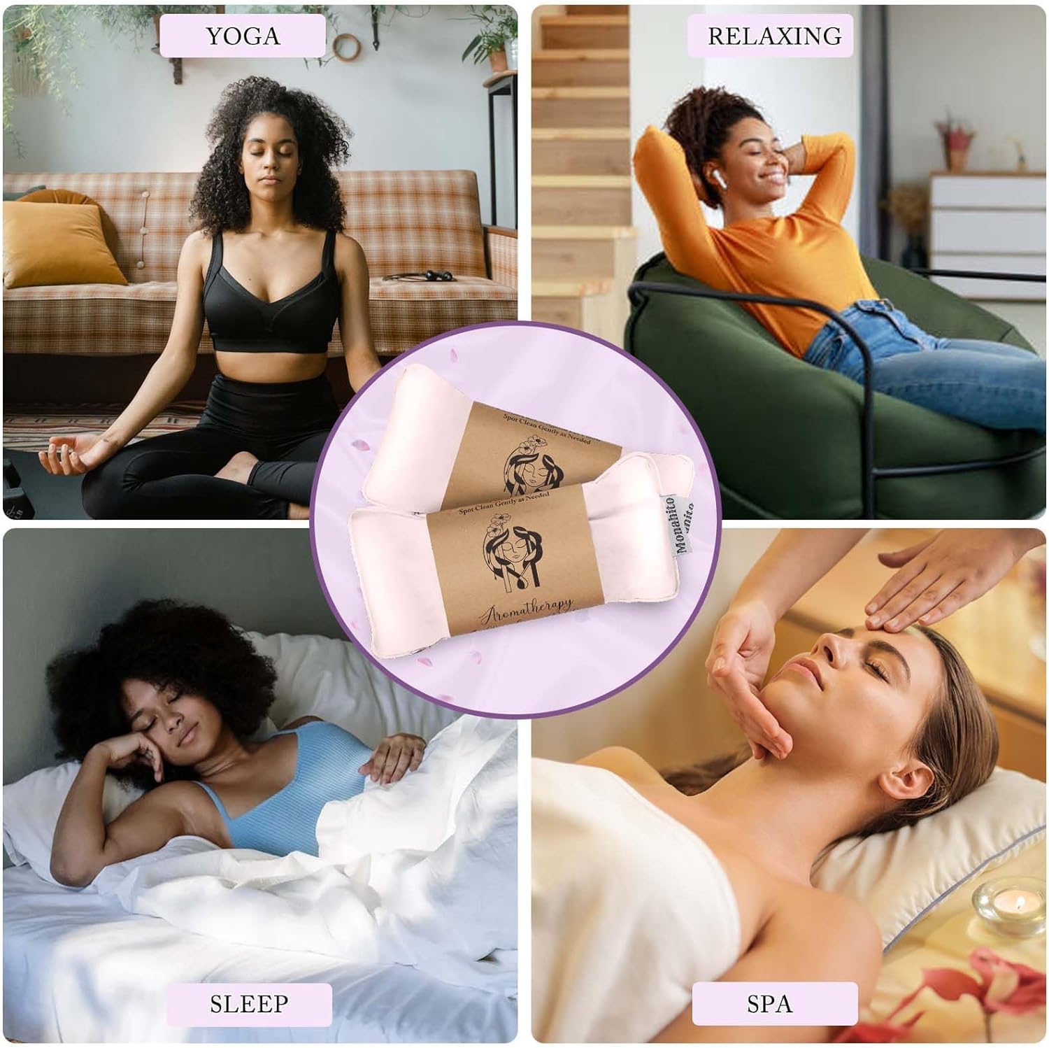 Hihealer Set di 2 maschere per gli occhi di seta, per dormire, yoga, spa, meditazione, impacchi umidi e freddi, cura personale per le donne
