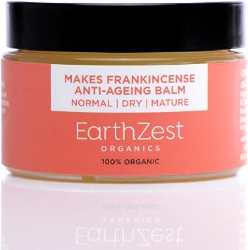 Anti-ageing Frankincense Night & Day Cream for Normal Dry Dull Mature Skin by EarthZest Organics. 100% Organic, Natural & Certified Vegan. NO synthetics or water, highly concentrated and long-lasting