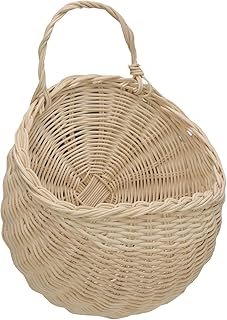 XHTLLO Hanging Basket, Rattan Weave Sturdy Structure Flexible Hanging Wall Basket, Deep Bottom Lovely Shape Hanging Plant Basket, for Home Beige