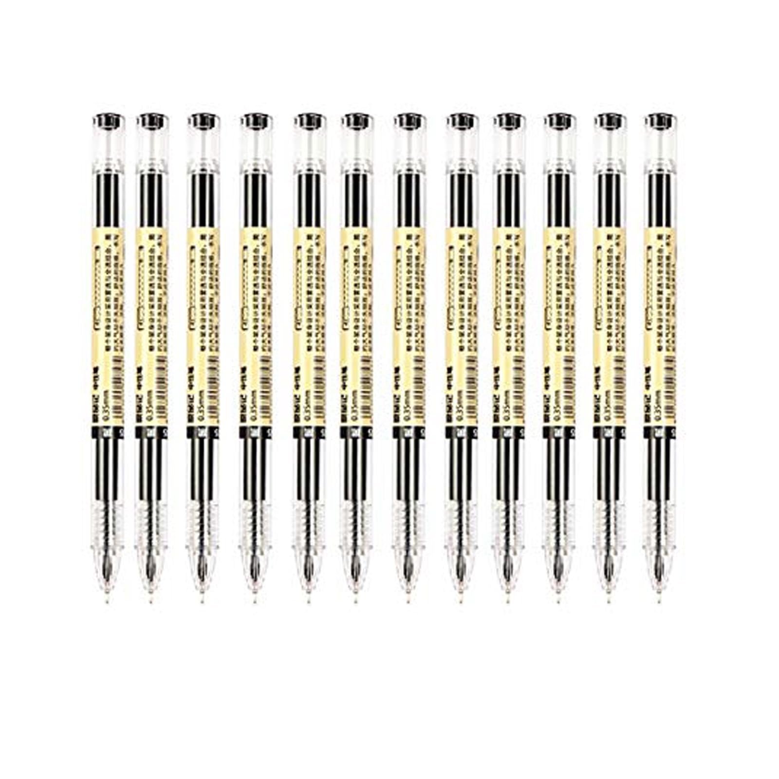 BEMLP Liquid Ink pen Rollerball Pens Rolling Ball Pens Quick-Drying Gel Ink Pen Extra Fine Point Pens 0.36 mm Japanese Style Maker Pens for Office School Stationery Supply 12 Pieces (Black)