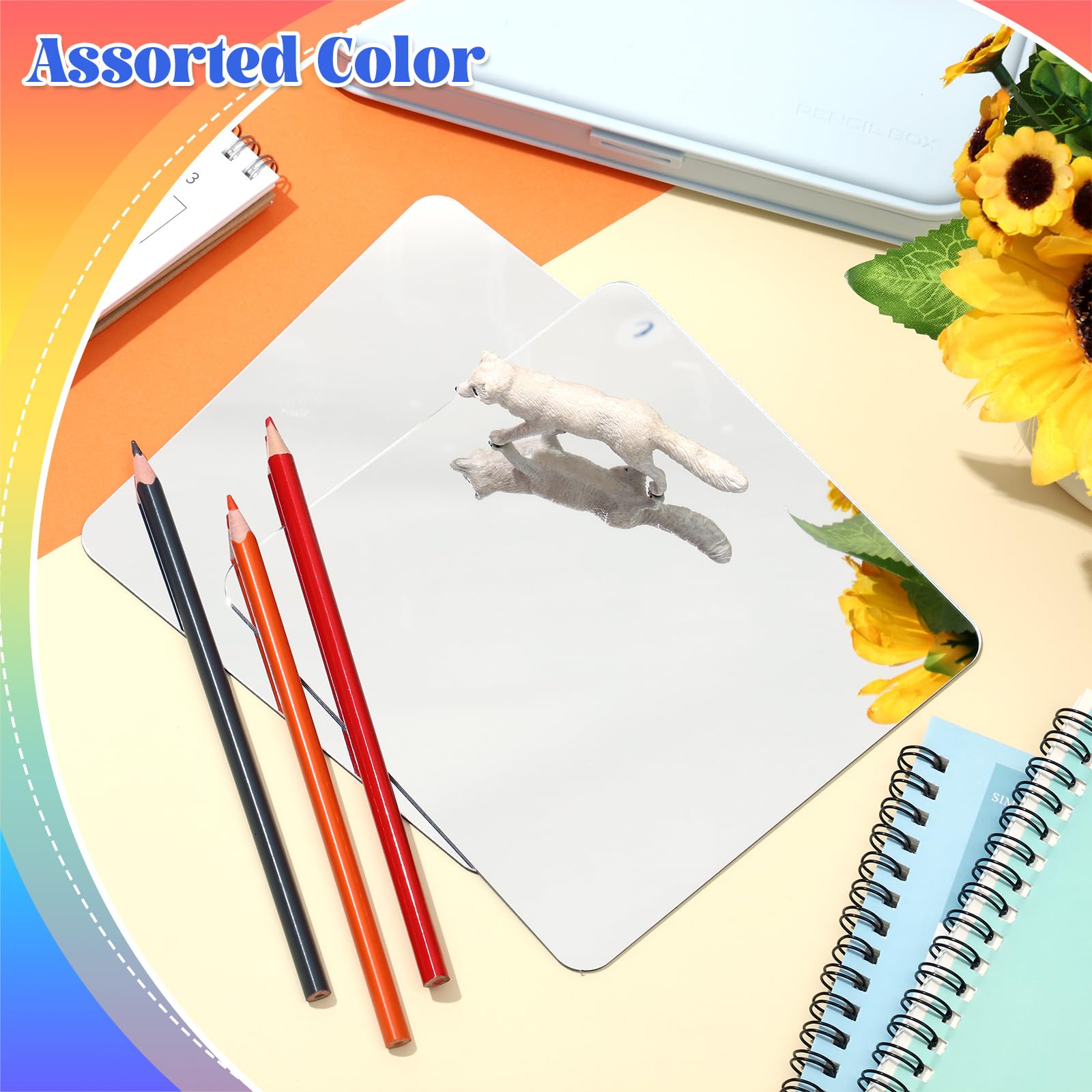 Dandat 10 Pcs Small Mirrors for Kids 6 x 6 Inch Square Shatter Proof Reflector Toddler Glass Plastic Reflector for Classroom DIY Craft Preschool Facial Expression (Classic Colors)