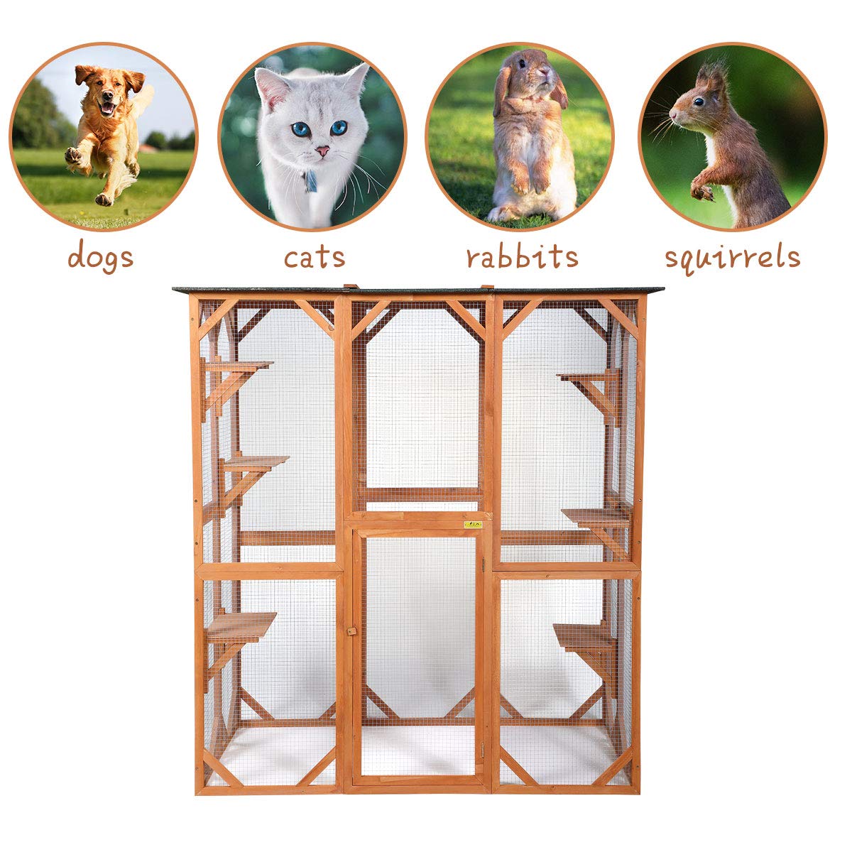 COZIWOW Large Wooden Catio Outdoor Cat Enclosures, Indoor Enclosed
