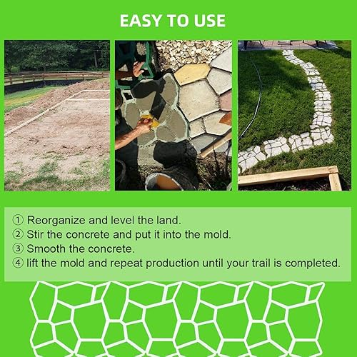 Miniatura 3 de CJGQ Paquete de 2 moldes reutilizables para hormigón Pathmate de tamaño grande de 19.6 x 19.6 x 1.7 pulgadas, para pavimentar piedra, escalonador,