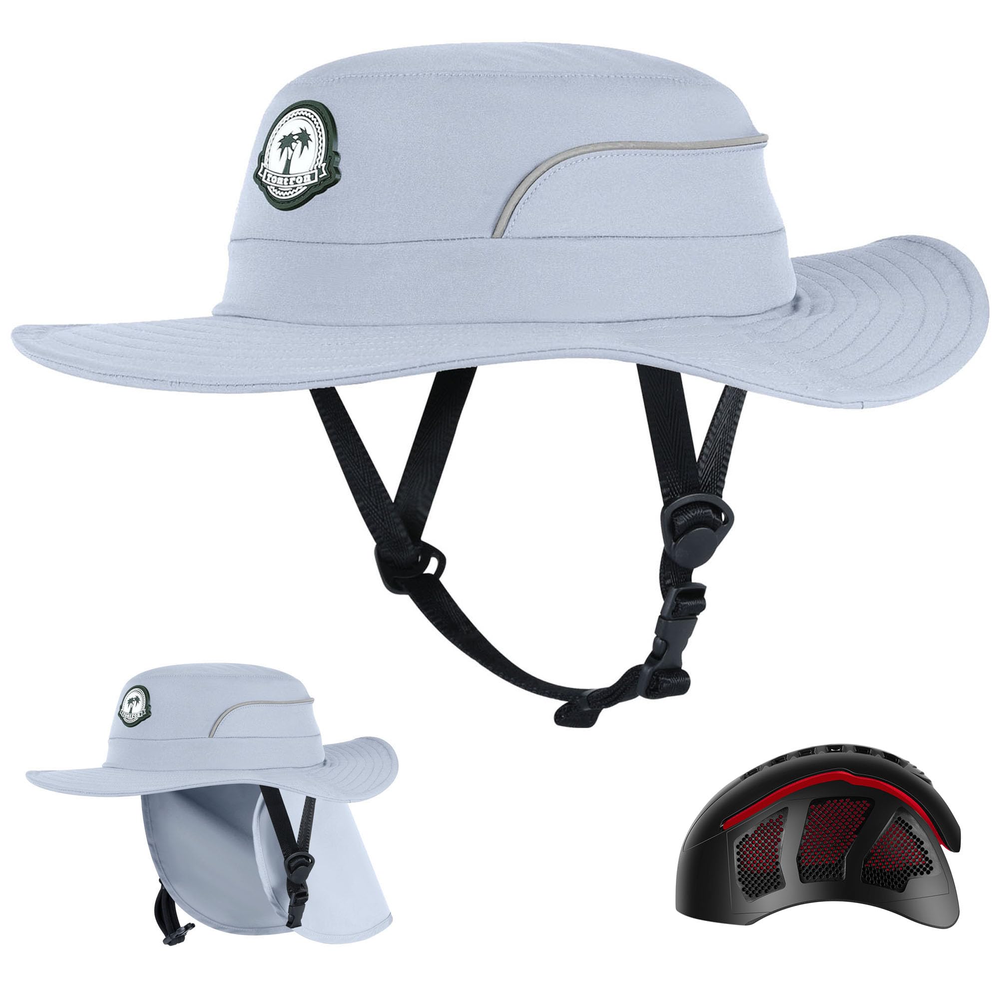 Tontron Waterports Hat with Hard Shell for Surfing, SUP,Kayaking and Watersports (Gray, Medium) โ image 1