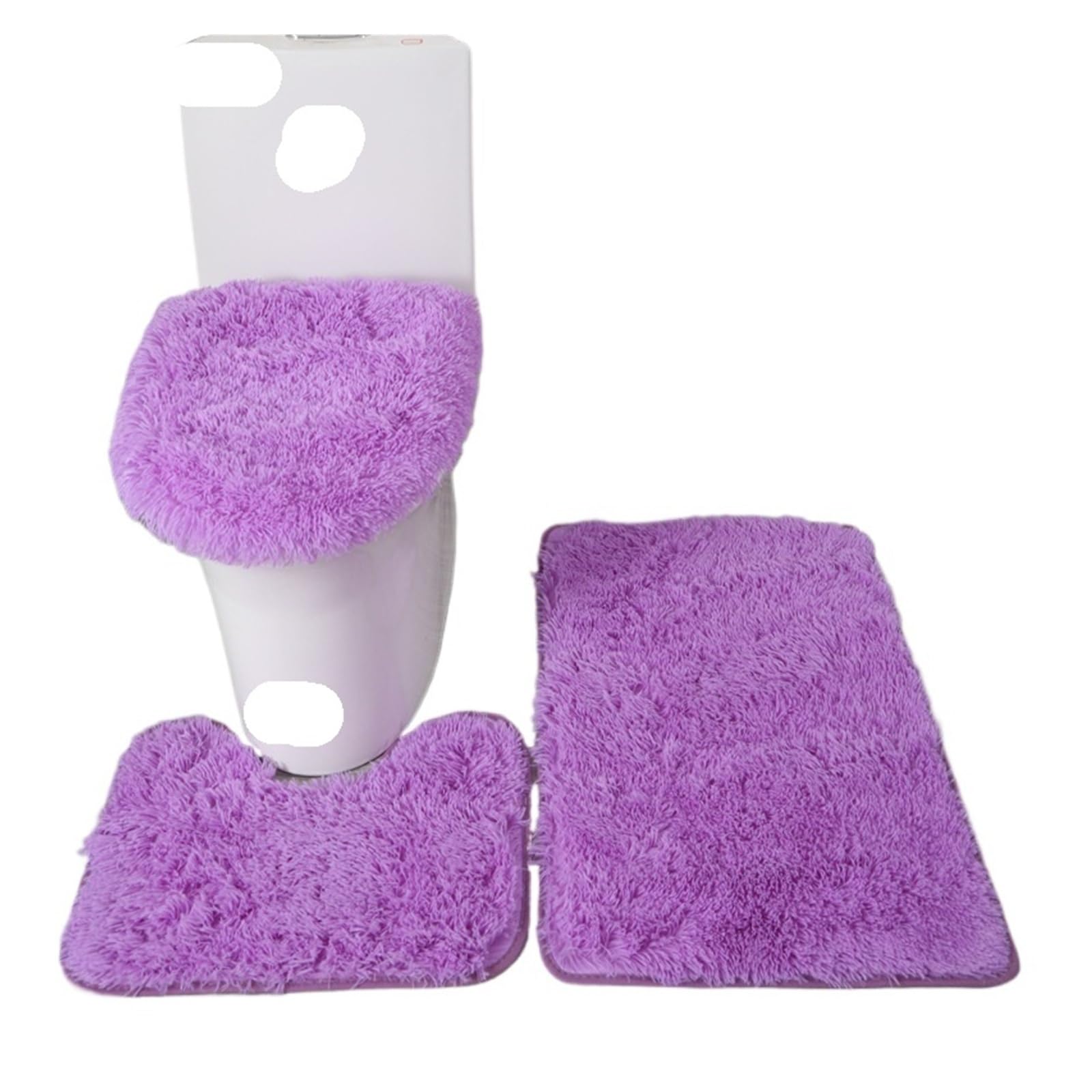 Lot de 3 tapis de salle de bain antidérapants, tapis de bain et housse de siège de toilette, tapis contour de contour de salle de bain, violet doux et absorbant, idéal pour la maison et le spa