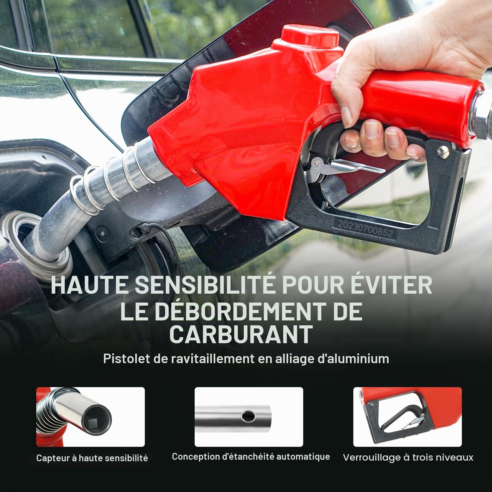 VEVOR Enrouleur de Tuyau de Carburant 25,4 mm x 10 m​ Dévidoir Tuyau de Diesel Rétractable Extra Long Caoutchouc NBR Buse de Ravitaillement Auto 300 PSI pour Avion, Bateau, Véhicule, Camion-citerne