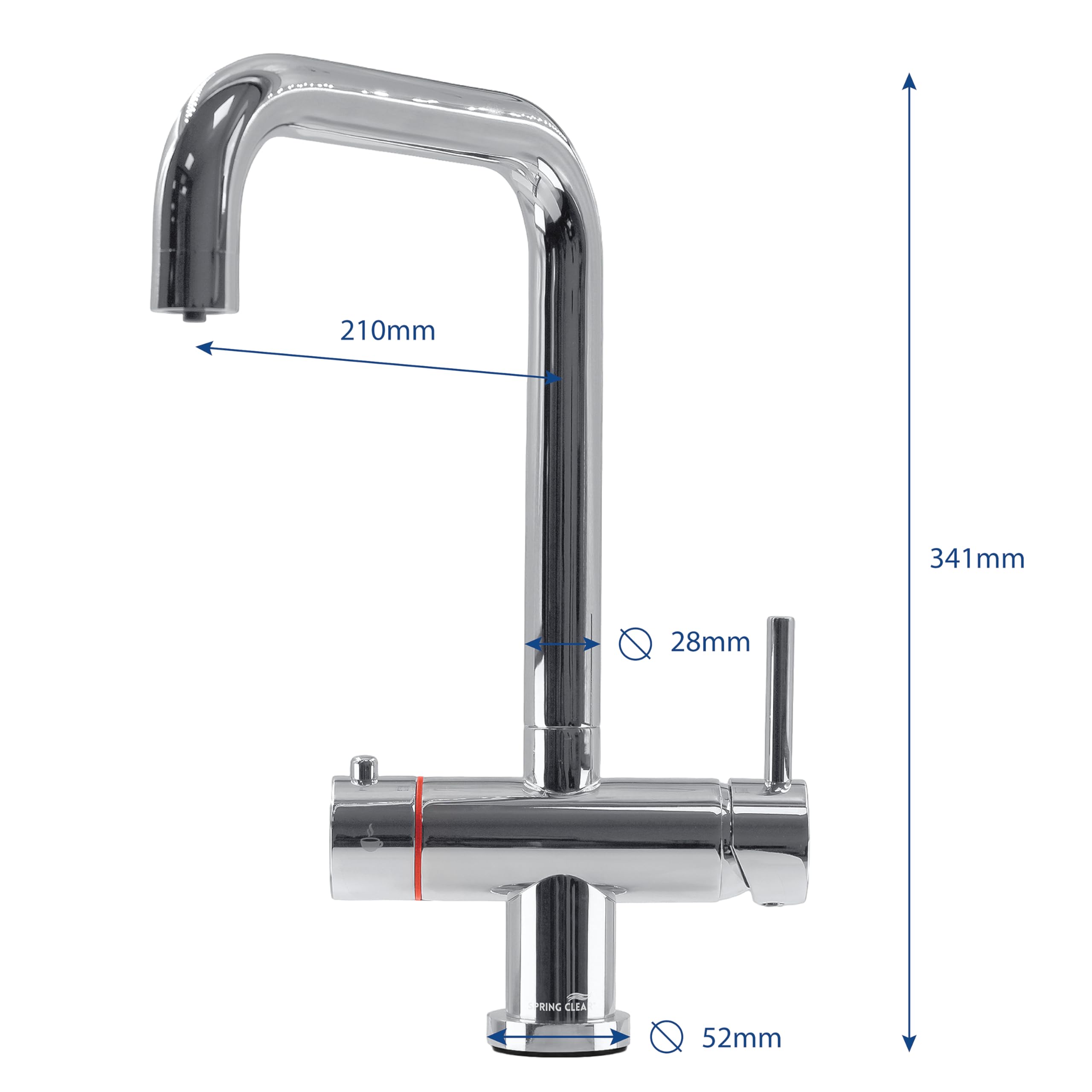 Spring Clear Atlantic 3-in-1 Instant Boiling Water Hot Tap Kit | Chrom D Shaped Kitchen Sink Tap, 2.4L Digital Display Boiler Unit and Scale Filter