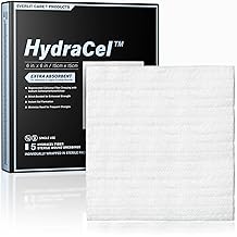 EVERLIT HydraCel Dressing | Sterile Dual-Layer Hydro-Fiber with Stitching | Advanced Extra Absorbent Pad for Heavily Exuding Wound Management | Chronic Wounds & Ulcers 6" x 6" | 5 Pack