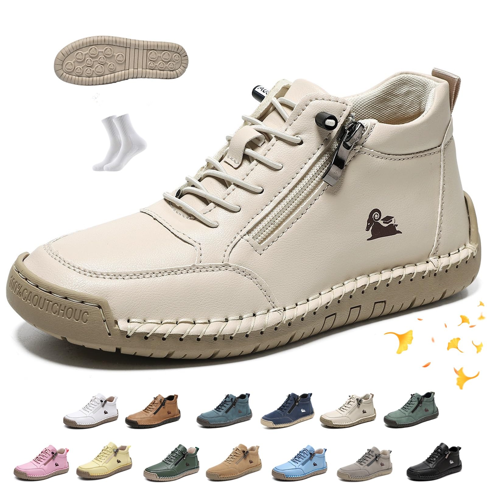 Ręcznie Wykonane Botki Damskie, vogldeck – Wodoodporne i Wygodne Ortopedyczne Buty Outdoorowe, Lekkie, Antypoślizgowe, Wsuwane, Casualowe do Wędrówek i Chodzenia, Styl Barefoot