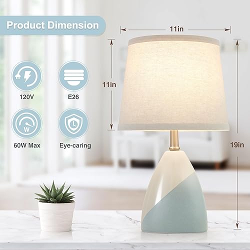 Miniatura 3 de Luvkczc Juego de 2 lámparas de mesa de cerámica, modernas lámparas de mesa de cerámica para dormitorio, lámparas de mesita de noche con temperatura