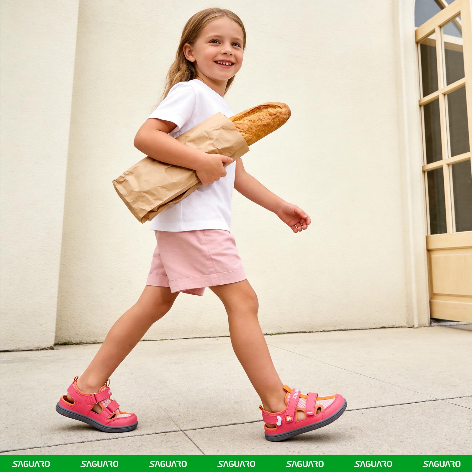 SAGUARO Sandali Barefoot Bambina Chiuso, Scarpe Estive Leggere Traspirante con Zero Drop & Punta Larga per Tempo Libero Passeggiate, Gr.25-36