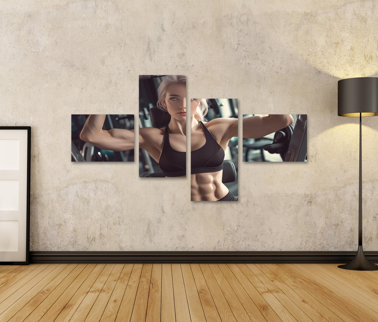 islandburner Quadro su tela Fitness Training in palestra con giovane donna per palestra appassionati di fitness negozio di sport immagini murali poster