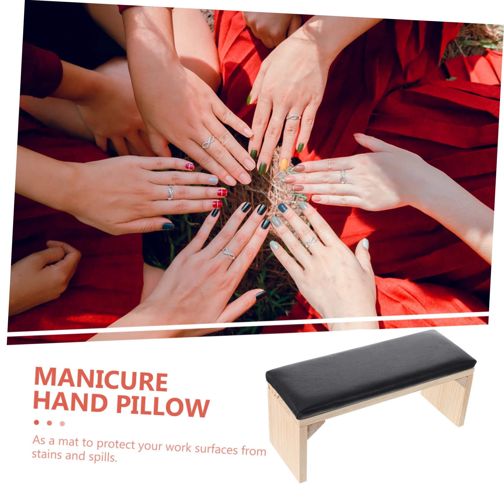Cuscino Manicure in Legno e Cuoio, Poggiapolso per Nail Art