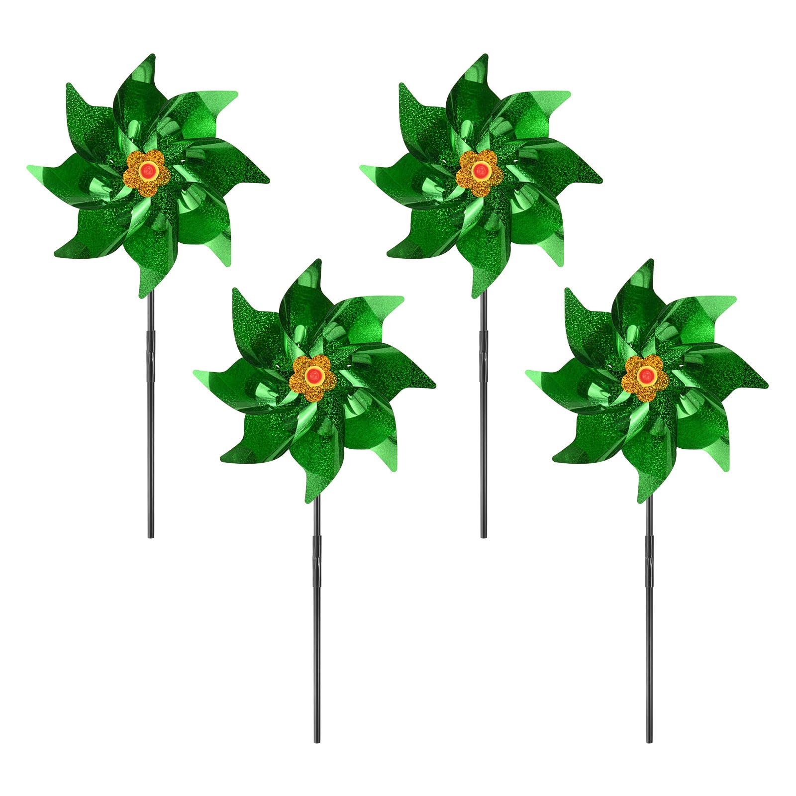 M METERXITY 4-Pack Flower Wind Spinner 20 inch Plastic, Green — image 1
