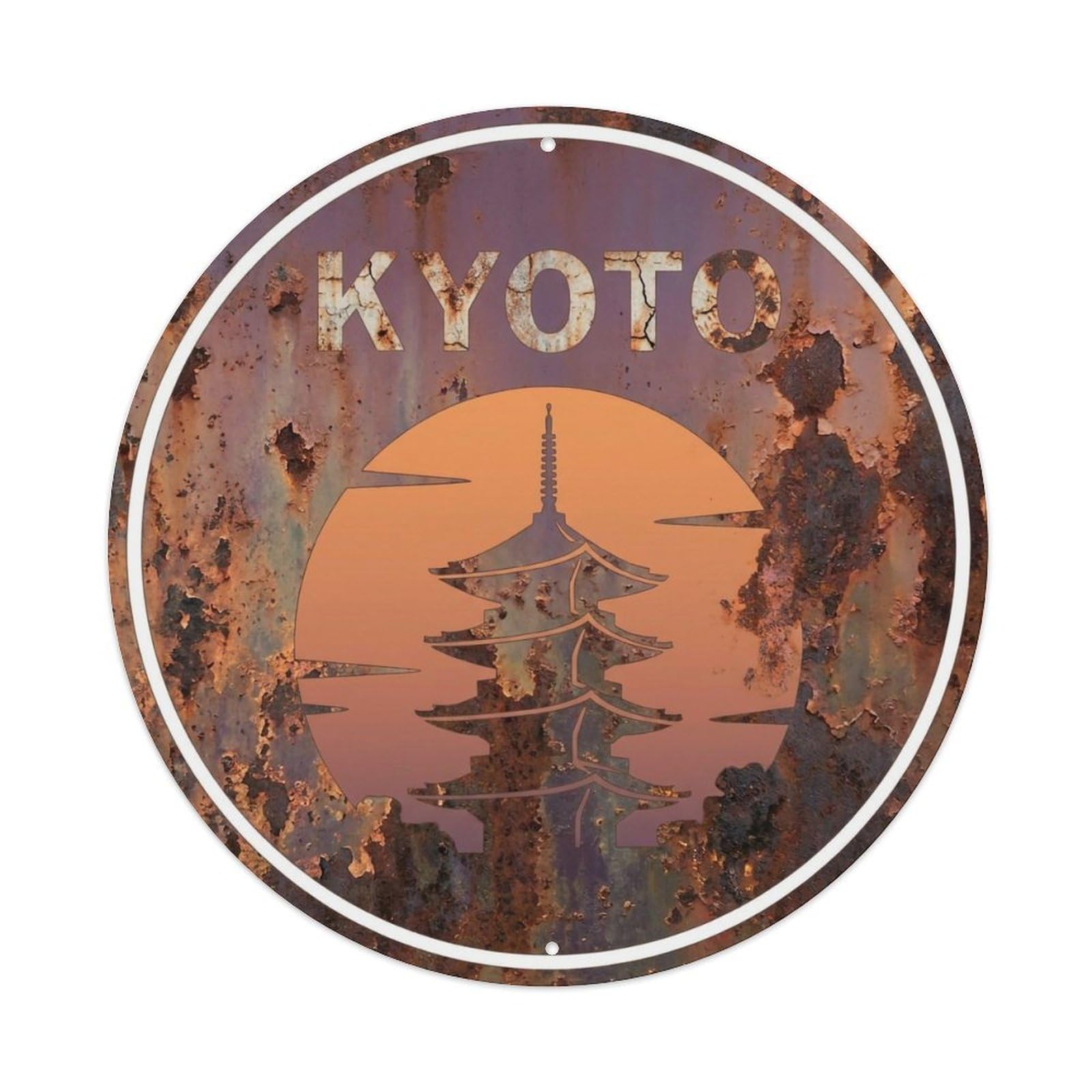 Vintage Travel Kyoto Japan Civilization Vintage Metal Tin Sign Plaque Wall Decor for Cafe, Club Bar, Office, Garden Metal Poster 8x8Inch