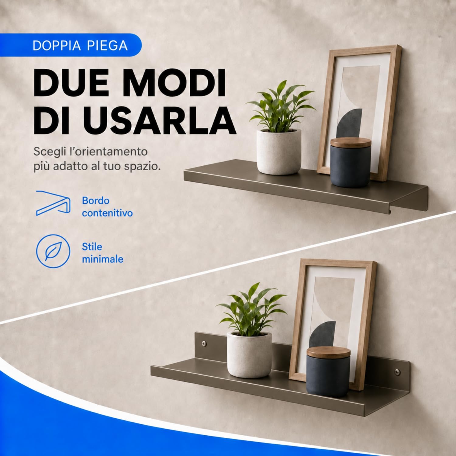 INOXLM Mensola in Acciaio Inox Finitura Satinata, mensola da Muro, mensola da Parete (Acciaio Inox Satinato, Kit 3 mensole)