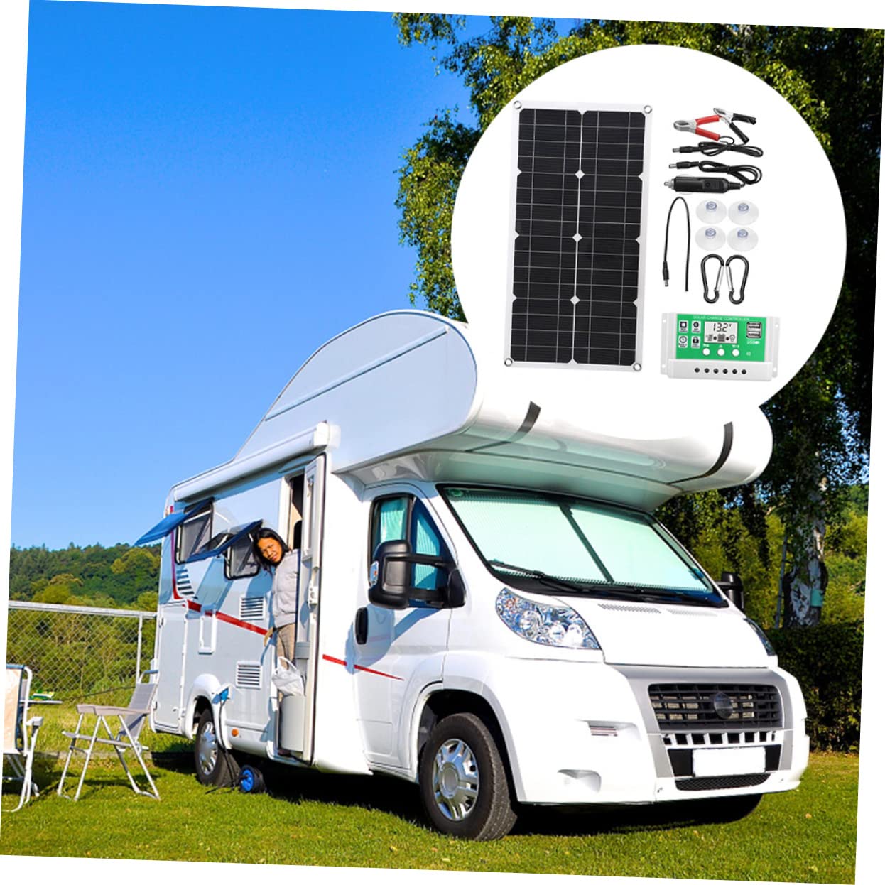 Kit Pannello Solare Pieghevole Portatile 25w 18v in Silicio Monocristallino, Leggero, per Campeggio e Emergenze Auto,