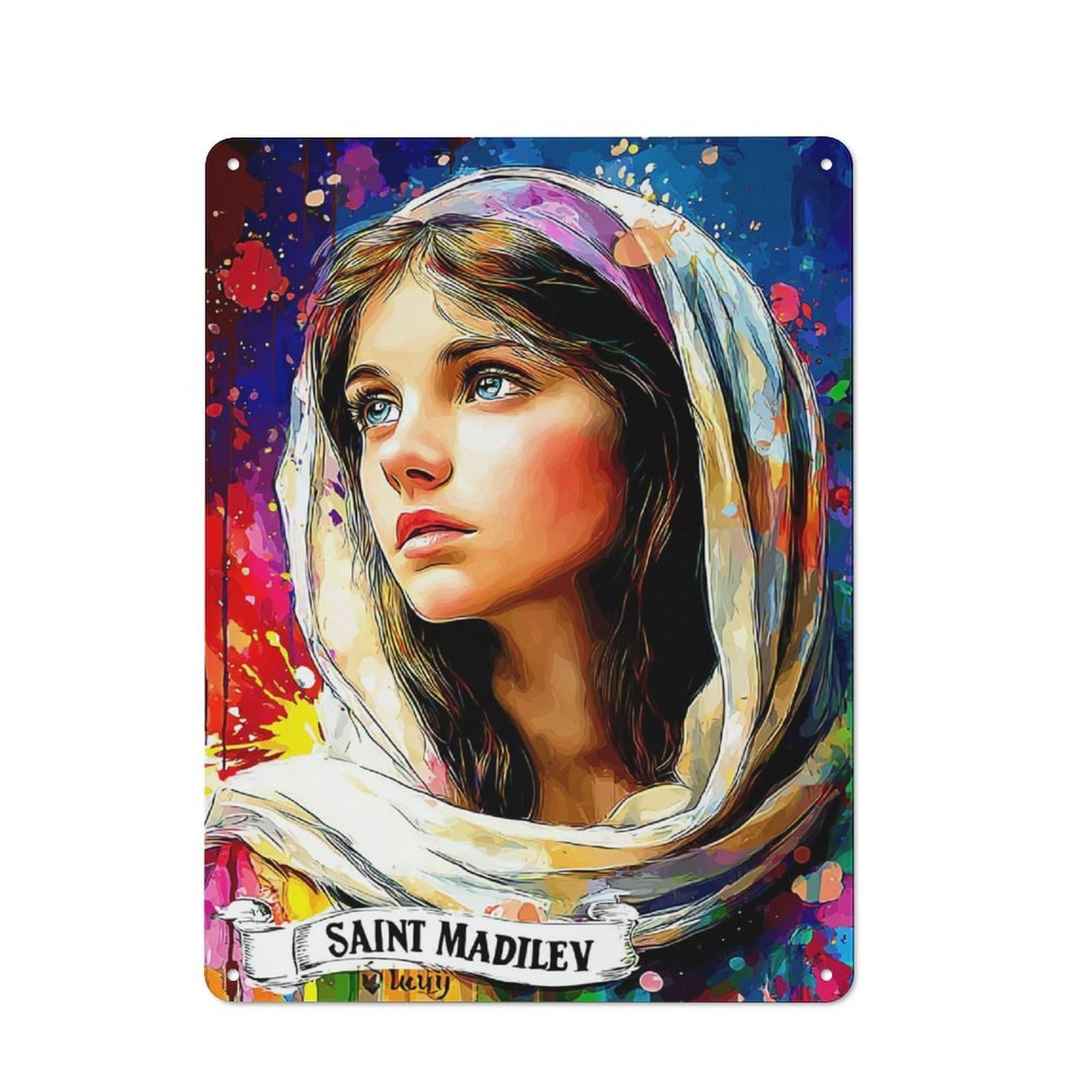 Junmoney Saint Madiley A Colorful Tribute Retro Metal Sign 40X30cm For Living Room Or Hallway, For Updating Living Room And Hallway After Moving