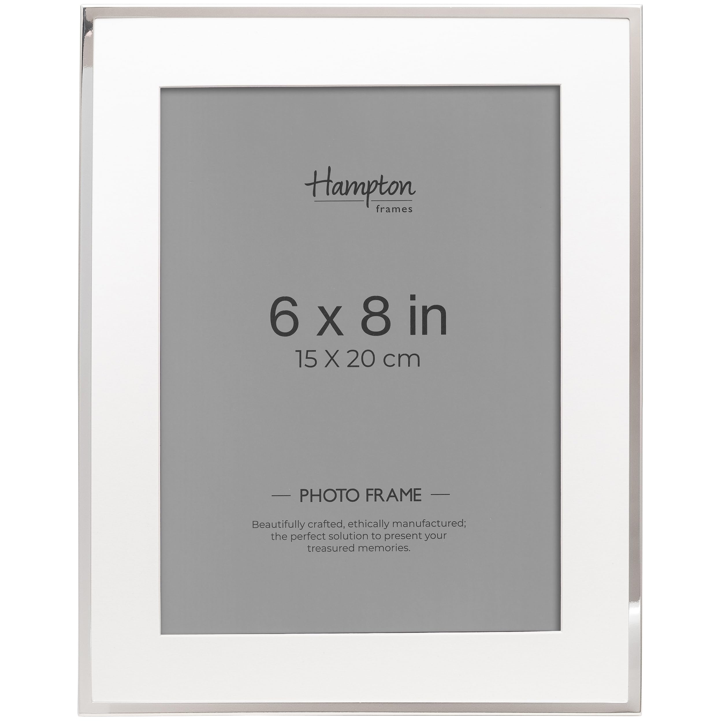 Hampton Frames Silver Piccadilly Plate Photo Frame 6X8 Inch, Glass, Bevel Cut Mount Freestanding Or Wall Mount Display For Photos Pic68sil