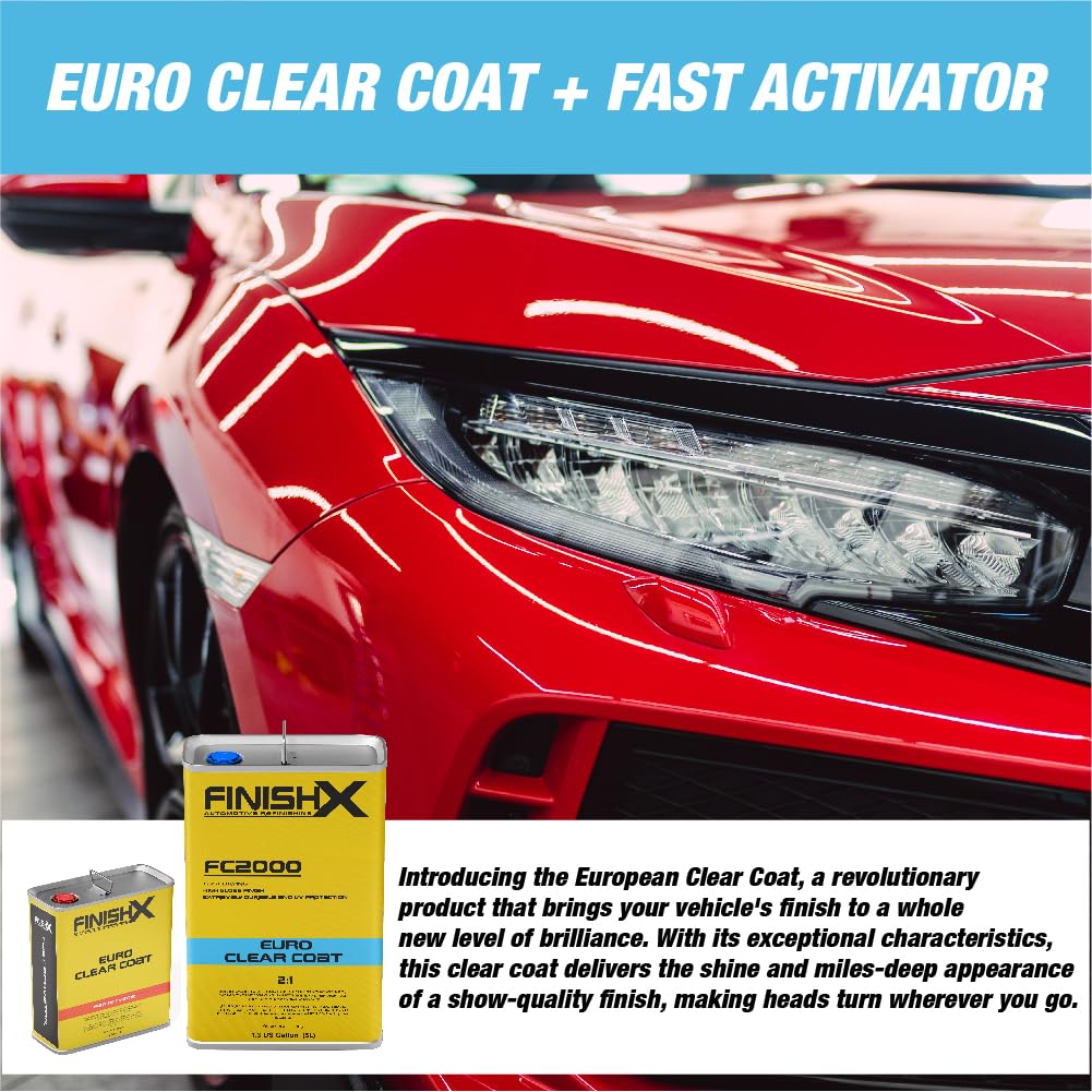 LAUCO FinishX FC2000 2:1 Euro HS Clear Coat Kit 7.5 Liter Kit with Fast Activator/Hardener (FC2010-2.5 Liter)