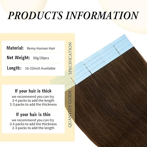 Miniatura 2 de Extensiones de cabello humano con cinta adhesiva, invisible, lacio, de 22 pulgadas, extensiones de cabello para mujeres, sin costuras, trama de piel