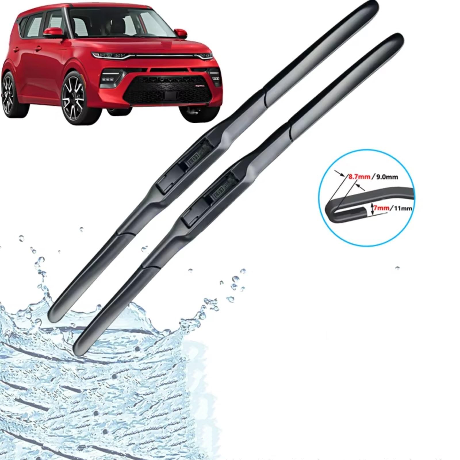 Spazzola Silente Compatibile Con Kia Per Soul SK3 2020 2021 2022 2023 2024 Parabrezza Anteriore Parabrezza Taglierina In Gomma Siliconica Accessori Per Auto Tergicristalli(B)