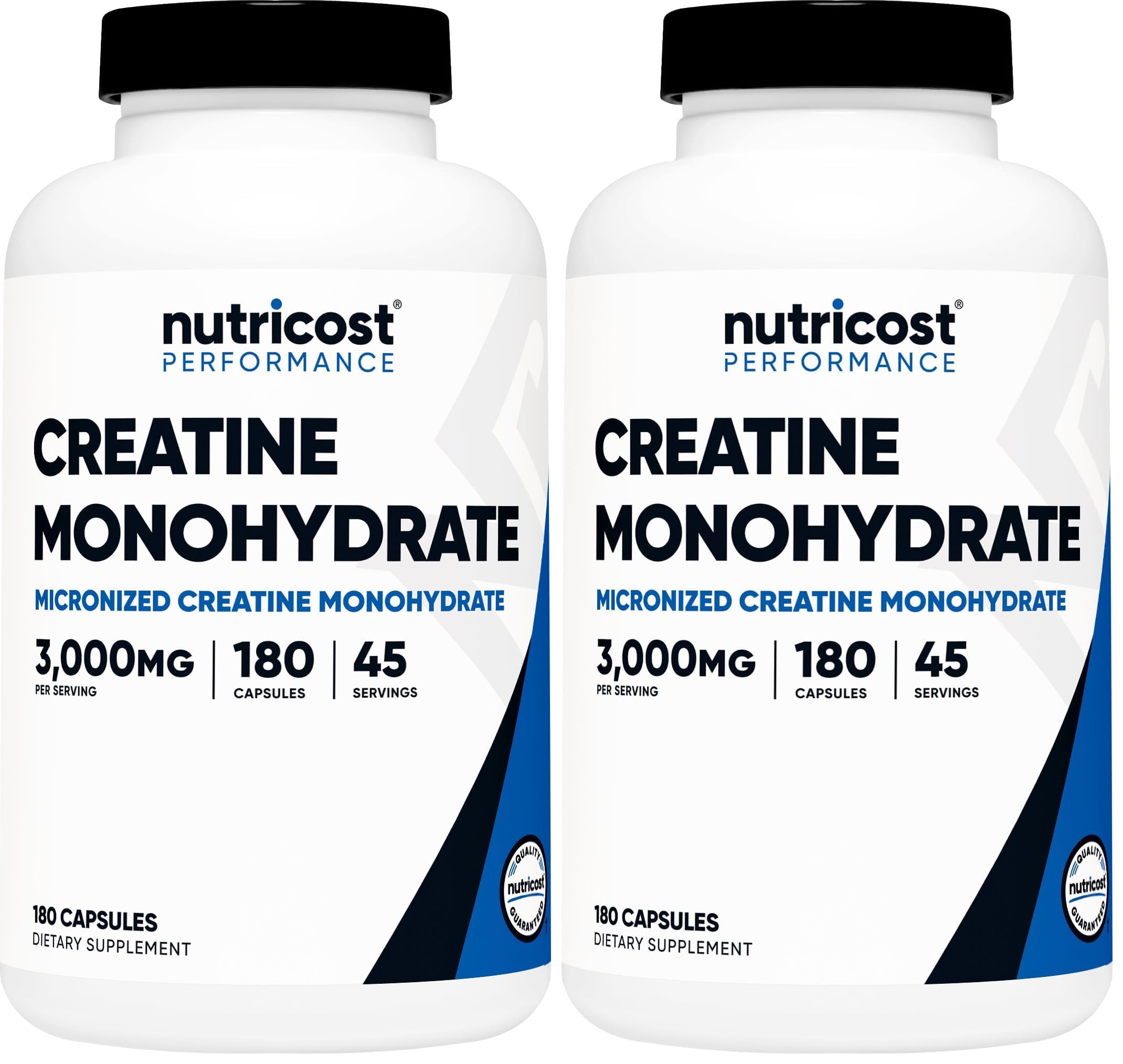 Nutricost Creatine Monohydrate 3,000mg, 180 Capsules (750mg Per Capsule) - Gluten Free, Non-GMO (Pack of 2) 180 Count (Pack of 2)