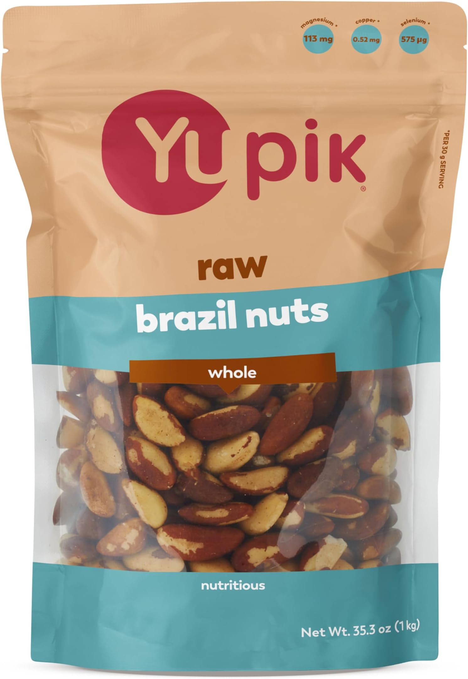 Yupik Raw Brazil Nuts, 2.2 lb (35.2 oz), Gluten-Free, Kosher, Shelled, Unsalted, Unroasted, Raw Nuts, Nutritious Healthy Snacks, Rich in Selenium