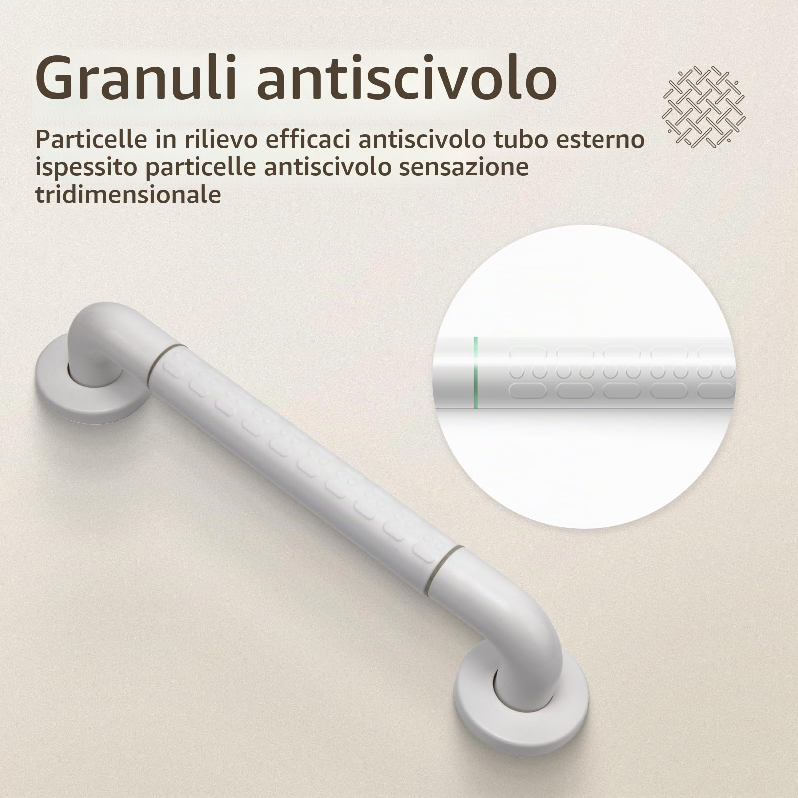 Maniglioni Bagno Con Maniglia Antiscivolo e Cerchi Luminosi di Sicurezza,WC,Doccia,Porta Asciugamani,Aiuto Scala Anziani e Bambini 60 cm