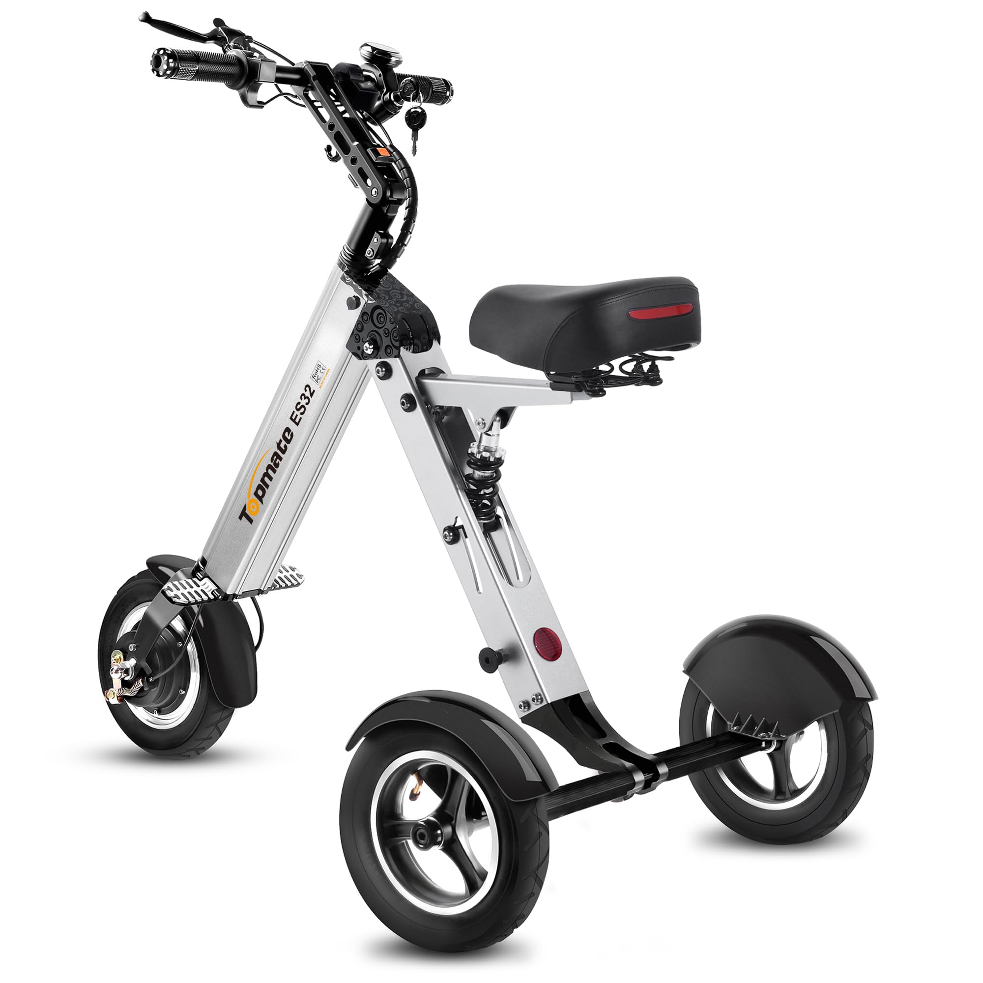 TopMate ES32 Triciclo Electrico Adultos 3 Ruedas Plegable con Asiento, Triciclo Eléctrico de Peso Ligero con Función Inversa y Interruptor de Llave, Neumático de 10" Triciclo para Viajar Recycled Claim Standard Blended