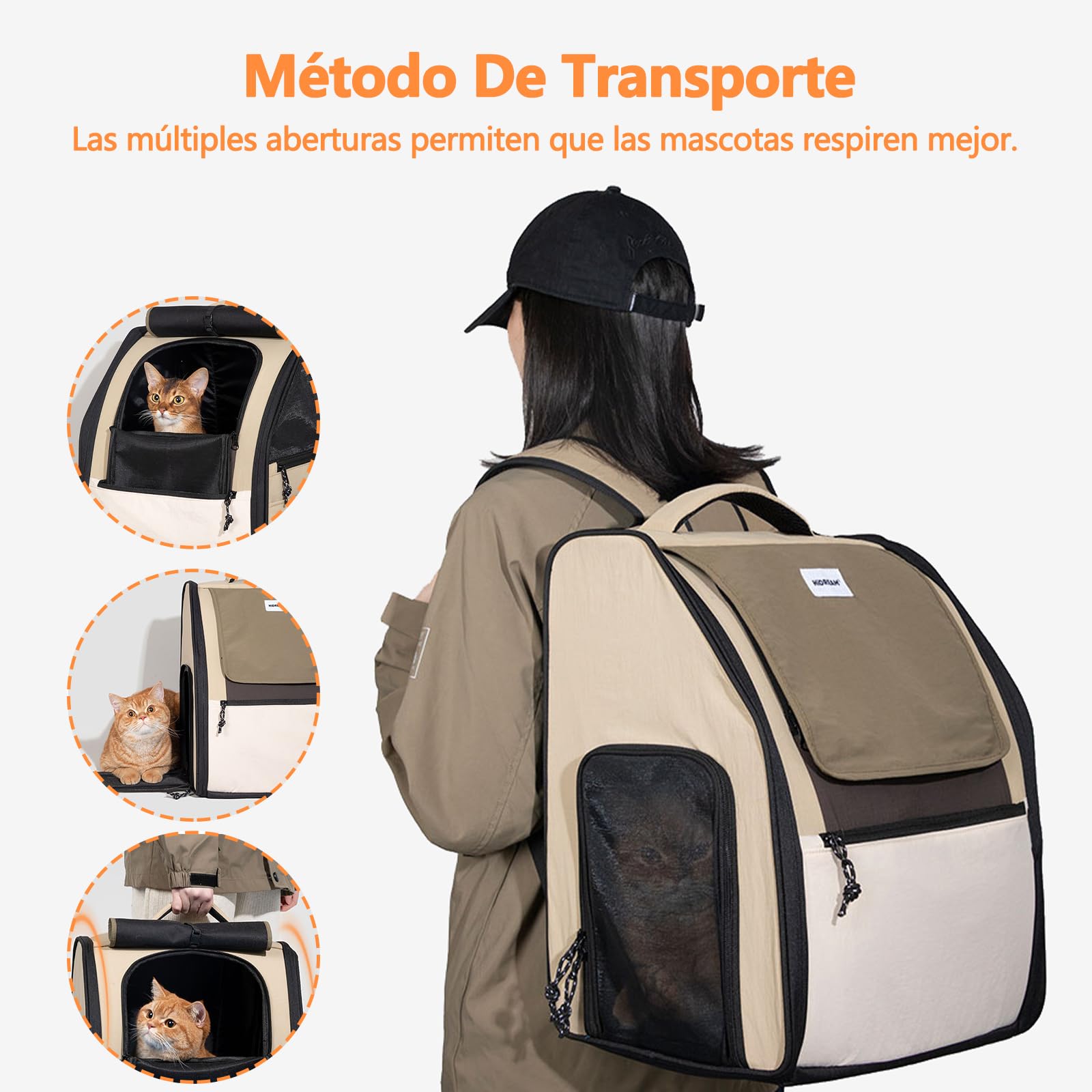 Galatée Mochila para Mascotas Fabricada En Tela Oxford y Nailon, Espaciosa y Transpirable, Impermeable y Resistente a Los Arañazos, con Forma 3D para Evitar Que Se Deforme, Plegable (Marrón)
