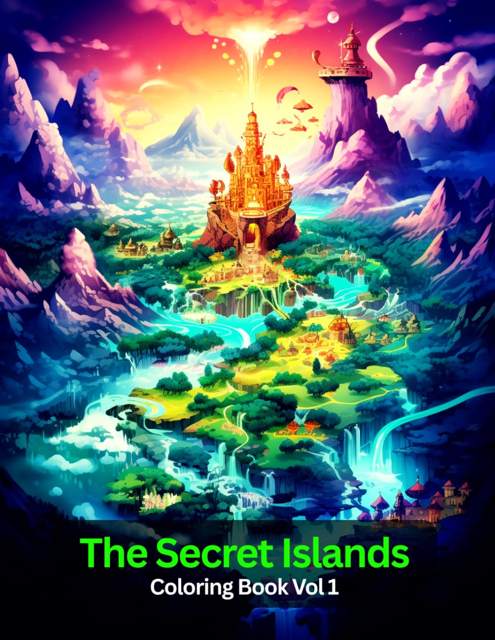 The Secret Islands Coloring Book. 50 beautifully illustrated fantasy island scenes filled with hidden treasures
