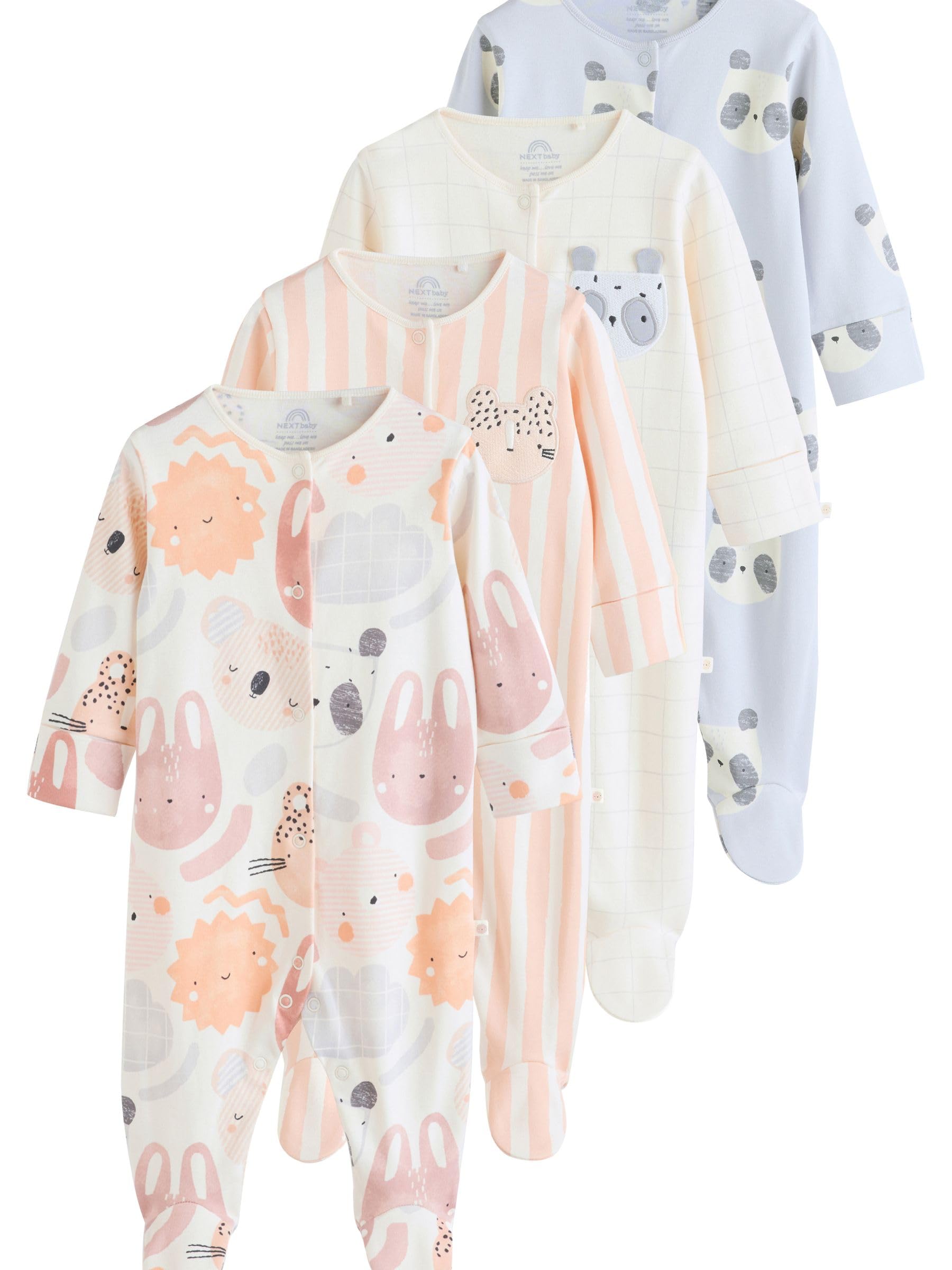 NEXT Bebé Pack de 4 Peleles con Estampado Animal 100% algodón para bebé