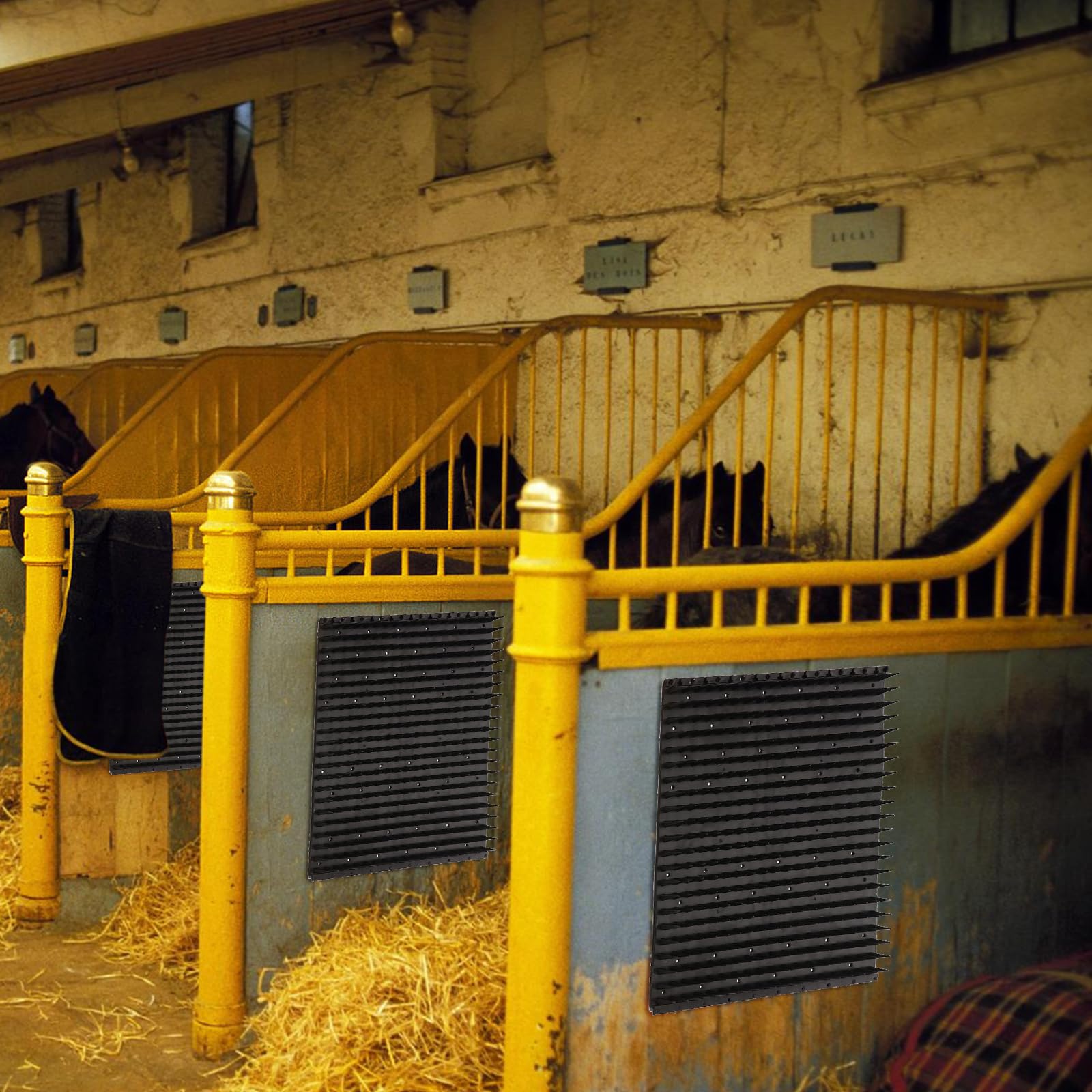 Ferme, lot de 2 outils anti-démangeaisons pour animaux tels que les vaches et les chevaux, brosse de massage, brosse anti-démangeaisons, tampons à griffer pour animaux, tapis en plastique souple