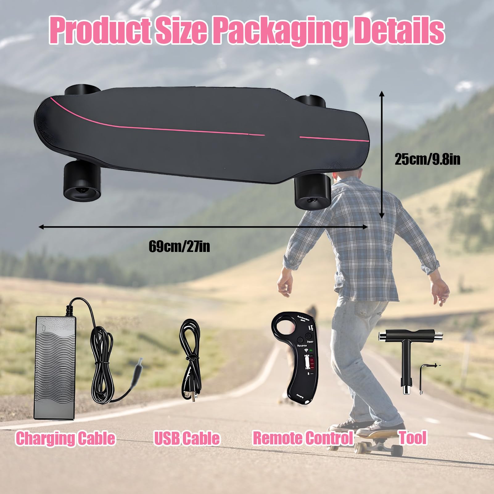 Elektryczna Deskorolka Z Pilotem, Wodoodporna, Longboard, Dojazdy Do Pracy 15 Km, Wodoodporna, ZasięG 8 Km/15 Km/22 Km/30 Km, Dla Dzieci I DorosłYch Black-Single(15km)