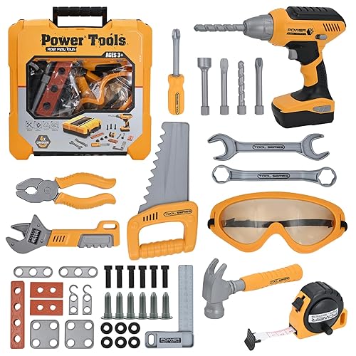 Immagine del prodotto Hyrenee Tool Playset 37 Attrezzi da Lavoro Giocattolo per Bambini, con Trapano, Imitazione, Gioco educativo di Compleanno, Regalo di Natale per Bambini, 3-8 Anni